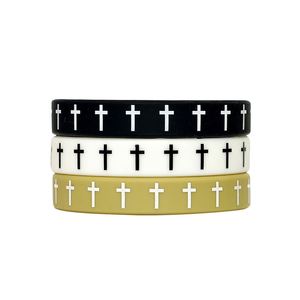 สายรัดข้อมือซิลิโคนลายกากบาทสำหรับความเชื่อทางศาสนา งานอีเว้นท์ งานปาร์ตี้ กำไลยาง  โลโก้แบบกำหนดเอง ข้อมูล - Product Image 6