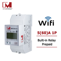 Medidor de Energía Monofásico de 60A con Protocolo Modbus-TCP, Wifi 2.4g, Montaje en Riel DIN, con Relé Magnético para IoT