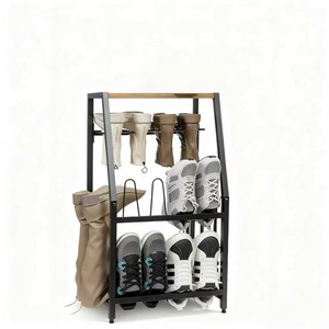 Étagère à chaussures sur mesure pour bottes longues, 3 niveaux, en métal noir, pour chambre et salon, type sur pied, capacité 10-20 paires - Product Image 5