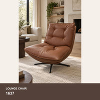Fauteuil de salon moderne de luxe rembourré, fauteuil pivotant d'appoint, fauteuil de lecture en similicuir à siège unique pour salon, hôtel
