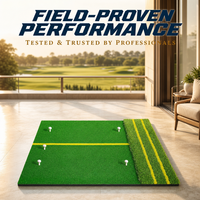 Tapis de frappe de golf avec marquages, une plaque de frappe auxiliaire, un tapis d'entraînement et d'enseignement de golf multifonctionnel avec double surface en gazon.