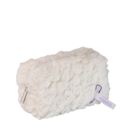 Sac de voyage en fausse fourrure rose blanc moelleux, doux et tendance, en polyester, avec fermeture éclair, pour organisateur, mignon, petite capacité, avec mousqueton