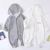 Vêtements pour bébés nouveau-nés du printemps, 100% coton, manches longues, fermeture éclair, combinaison bébé à motif d'ours, 0-3 ans, vente en gros de vêtements pour bébés