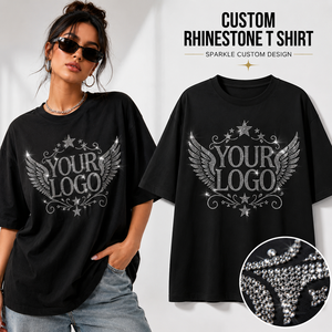 T-shirt personnalisé en strass pour homme, coupe oversize, en coton noir, avec motif aile d'étoile en cristal, style Hip Hop Streetwear, idéal pour concert et soirée, haut tendance - Product Image 2