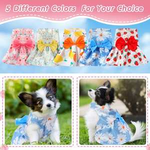 Ropa para Perros, Vestidos Florales para Perritas, Vestidos de Princesa con Lazo para Mascotas, Ropa Linda de Verano para Perritas Yorkie - Product Image 3