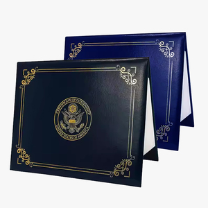 Porte-certificat en cuir A4 personnalisé, <span class=keywords><strong>pour</strong></span> diplôme de fin d'études scolaires, couverture de certificat, porte-certificat en cuir avec gaufrage doré - Product Image 1
