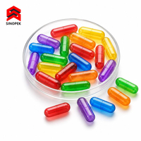 Capsules vides en gélatine tricolores rouge, bleu, jaune, finition brillante, solides, impression personnalisée, fabrication OEM, usine GMP, vente en gros