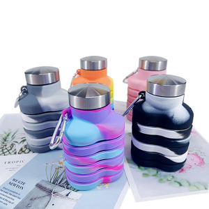 Bouteille d'eau <span class=keywords><strong>pliable</strong></span> en silicone personnalisée OEM, tasse de voyage rétractable avec logo pour promotion de marque extérieure, cadeau en gros - Product Image 5