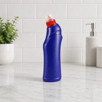Bouteille vide en plastique de 500 ml pour nettoyant WC, avec bec verseur coudé et corps incurvé, pour détergent de toilette, logo personnalisé
