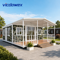 VICDOWEX Maison conteneur extensible à double aile avec 2 chambres, salle de bain et cuisine pour hébergement et bureau