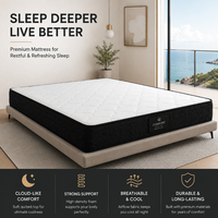 Matelas Premium Moderne Minimaliste avec Housse Matelassée Douce, Mousse de Soutien Haute Densité, Confort Respirant, Cadre en Bois Écologique pour
