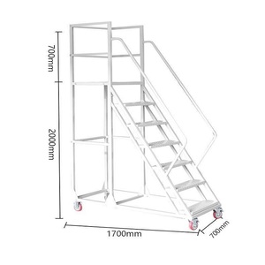 Công nghiệp thang kho xách tay hợp kim nhôm thang với lan can thép cán di động làm việc nền tảng thang - Product Image 6