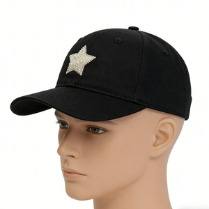 Casquette de baseball personnalisée à 6 panneaux, faible MOQ, avec patchwork perlé et broderie, casquette snapback pour hommes et femmes, vente en gros - Product Image 4