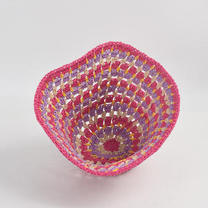 Sombrero de Paja de Papel Tejido <span class=keywords><strong>a</strong></span> Mano con Rayas de Colores - Sombrero de Cubo Transpirable y Hueco para Mujer, Estilo Veraniego para Vacaciones y Playa - Product Image 3