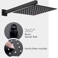 Ensemble de douche mural encastré noir mat carré avec mitigeur monocommande, jet pluie et cartouche céramique