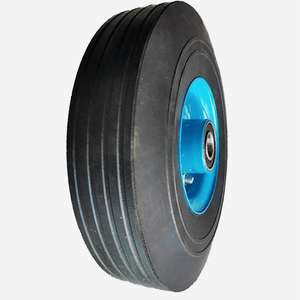 Hub pusat Offset 10 inci roda padat untuk troli tangan terbuat dari karet dan baja tahan lama - Product Image 4