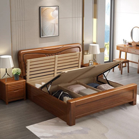 Meubles de chambre à coucher en bois massif de noyer Offre Spéciale Ensemble de lit double avec rangement multifonctionnel au design traditionnel