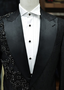 Trajes ajustados de lujo clásicos a medida para <span class=keywords><strong>hombre</strong></span>, esmoquin de negocios Formal transpirable de alta calidad en estilo frontal plano de talla grande - Product Image 3