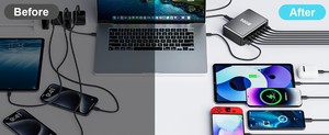 500W USB-C Schnellladegerät 8-Port <span class=keywords><strong>GaN3</strong></span> Pro PD/PPS Wandladegerät mit Ladeanzeige für Laptops Mobiltelefone Reisefertig - Product Image 3