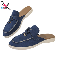 BBAVR Mules à bout ouvert pour femme, dessus textile, semelle EVA, respirantes, chaussures décontractées toutes saisons, gris, bleu, noir, marron, beige, blanc, métal