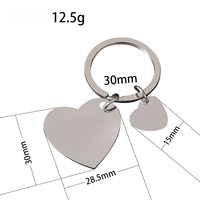 Porte-clés en acier inoxydable Ywyougang personnalisable avec double cœur, breloque vierge pour cadeau personnalisé et bricolage