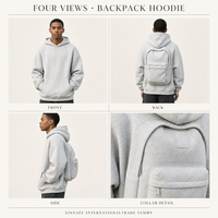 Sweat à capuche zippé pour homme avec sac intégré 3D, coupe ample, 100% coton épais, gris chiné