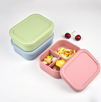 Eversoul Boîte à bento 3 compartiments en silicone sans Bpa personnalisée Contenants pour la préparation des repas Boîte à lunch en silicone pour enfants