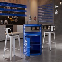 American Music Tavern Retro Iron Cafe Table Chair Set Industrial Style Loose Metal Barrel Oil Barrel Table pour Bars Restaurants