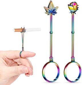 Accessoires de fumeur de haute qualité pour usage quotidien, porte-cigarette réglable en cuivre argenté rose doré, anneau pour tabac - Product Image 2