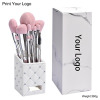 Ensemble de pinceaux de maquillage pour le visage, professionnel, 11 pièces, rose, luxe, strass, poils synthétiques doux, manche en plastique, breveté Ms.miau