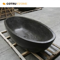 Baignoire hydromassante Cotrustone, couleur grise, forme ovale, en marbre, pour salle de bain, garantie 5 ans, design moderne