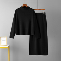 Ensemble pull et robe en laine et cachemire tricoté sur mesure pour femmes grandes tailles, hiver 2025