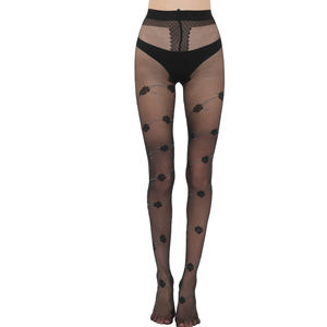 पूर्ण समर्थन नियंत्रण शीर्ष काले सरासर नायलॉन निर्बाध लेटेक्स पेंटीहोज़ - Product Image 2