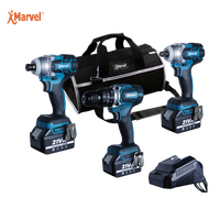 Marvel Tools - Ensemble de haute qualité 3 en 1 - 18v 21v - Sans fil - Lithium-ion - Kit combiné de 15 outils - Sans fil