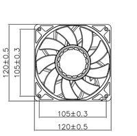 Power year 1225 120x120x25mm Hochdruck-Vierkant rahmen 9-Blatt-Hydraulik-Gleichstrom-Bürstenlüfter 12V, 2800 U/min, PBT-Material