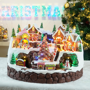 Nouveauté 2025 Cadeau de Noël Village de bonbons LED musical d'intérieur Gingerbrear avec train rotatif et patineurs mobiles - Product Image 2