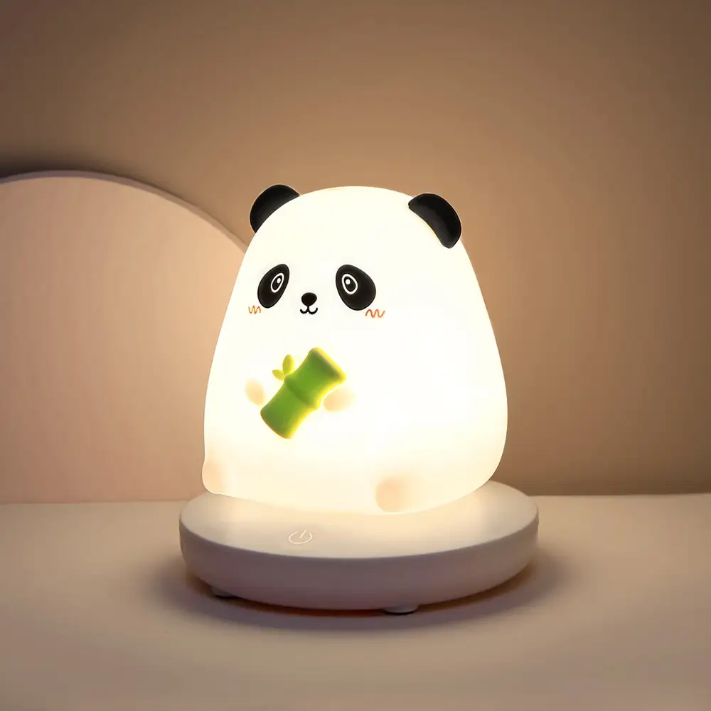 2023 Led Schattige Cartoon Siliconen Panda Lamp Usb Touch Sensor Kleurrijk Licht Slaapkamer Nachtlampje Voor Kinderen Kinderen
