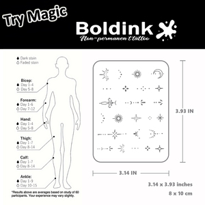 <span class=keywords><strong>Tatuaje</strong></span> Semipermanente Boldink Negro con Símbolos Pequeños de Sol, <span class=keywords><strong>Luna</strong></span> y Estrella, Resistente al Agua, Larga Duración (2 Semanas), Tinta Jagua - Product Image 5
