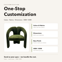 Fauteuil d'appoint en velours rembourré avec dossier arqué et pieds massifs, personnalisable OEM pour hall d'hôtel et salon