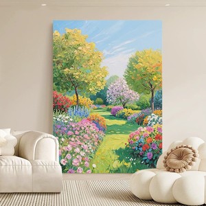 Pintura al óleo pintada a mano, estilo impresionista del jardín de Monet, arte paisajístico para decoración de pared de sala de estar, sin marco - Product Image 1