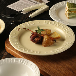 Plato <span class=keywords><strong>de</strong></span> cena <span class=keywords><strong>de</strong></span> cerámica con <span class=keywords><strong>letras</strong></span> francesas en relieve, platos fríos, ensalada, Pasta, postre, bistec, bandeja para servir, tazón <span class=keywords><strong>de</strong></span> <span class=keywords><strong>sopa</strong></span>, vajilla para <span class=keywords><strong>restaurante</strong></span> - Product Image 5