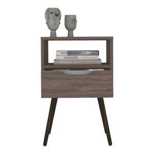 DB Fugaz Modern Antique Single <b>Drawer</b> Nightstand with Open <b>Shelf</b> Dark Walnut Finish Bedroom Furniture - Product Image 5