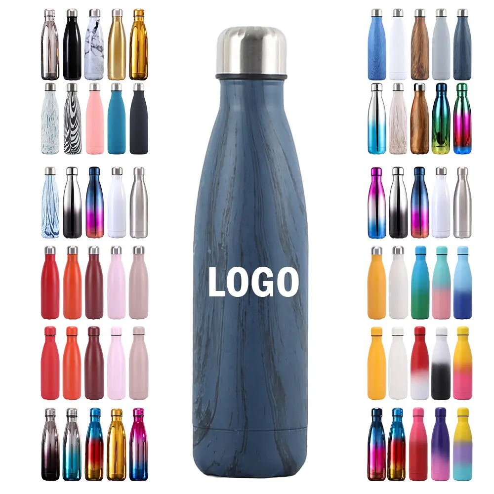 Custom 350ml 500ml 750ml 1000ml BPA Free Stainless Steel Water Bottle Matte Double Wall Insulated Vacuum cold hot cola bottle