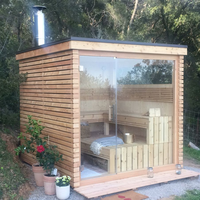 Sauna extérieur en bois massif de 6 kW à prix bas, fabriqué en Chine, avec panneau de commande informatique