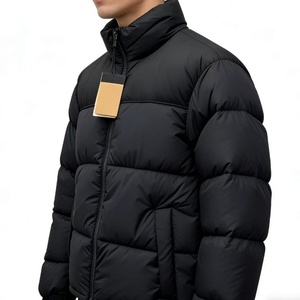 Doudoune <span class=keywords><strong>North</strong></span> <span class=keywords><strong>Face</strong></span> Homme Haute Qualité, Col Montant Fin, Logo Frontal, Noire, Hiver, Chaude, Teinte Unie pour Adultes - Product Image 4