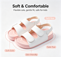 Sandalias de tiras para niñas, diseño de gatito rosa y diablo morado, suela de EVA, cierre de velcro, zapatos casuales de verano para niños