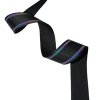 Sangle élastique rayée réfléchissante à marque privée, personnalisable B2B avec logo, en polyester/nylon écologique, imprimée par transfert thermique, en rouleau, échantillon rapide