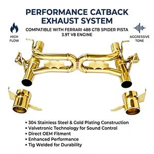 Système d'échappement Catback à soupapes Vortex Gold SS304 pour Ferrari 488 GTB Spider Pista 3.9T V8 2015-2020, kits de tuning à montage direct - Product Image 1