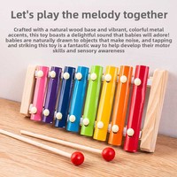 Xylophone en bois arc-en-ciel à 8 notes avec maillets, instrument musical éducatif sensoriel précoce pour enfants, jouet pour tout-petits