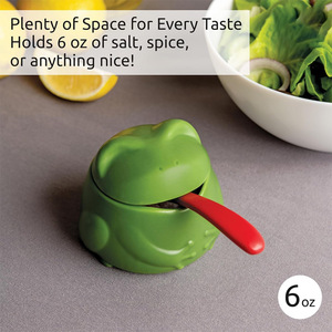 Salière grenouille 8,9x9,2x10cm avec couvercle et cuillère pour la décoration de cuisine - Product Image 4